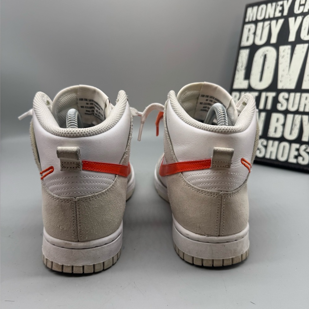 Size 7.5 - Nike Dunk SE High First Use Pack - White Orange Women Gold Nike Shoe - Picture 4 of 7
